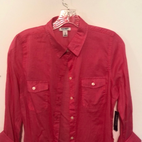 old navy hot pink button-down shirt size medium - Picture 2 of 2